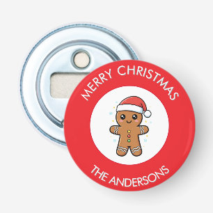 Cute Gingerbread Man Custom Christmas  Bottle Opener