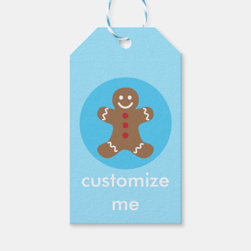 Cute Gingerbread Man Custom Christmas Party Gift Tags