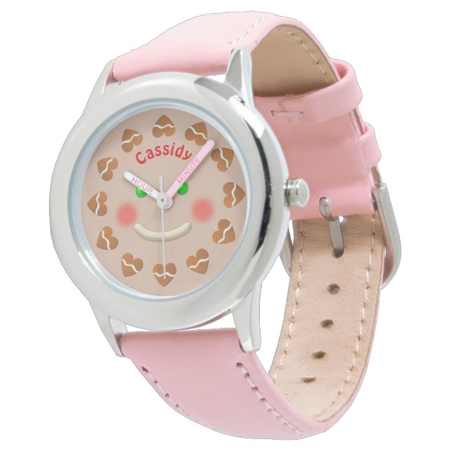 Cute Gingerbread Man Face Watch (Angled)