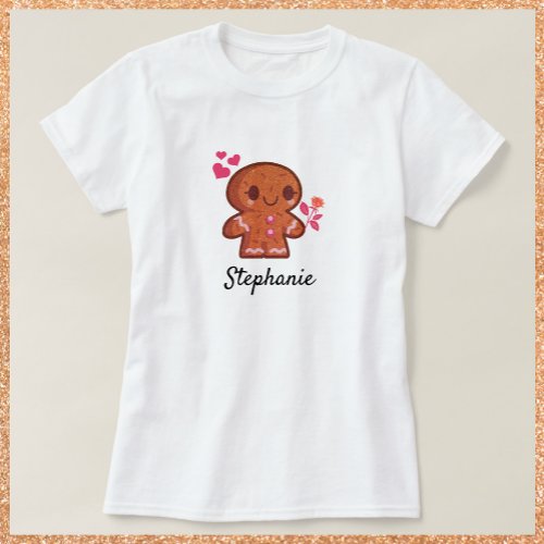 Cute Gingerbread Man Flower T_Shirt