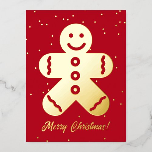 Cute gingerbread man gold foil Christmas postcards