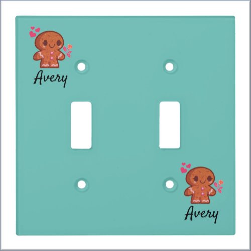 Cute Gingerbread Man Heart and Flowers Light Switc Light Switch Cover