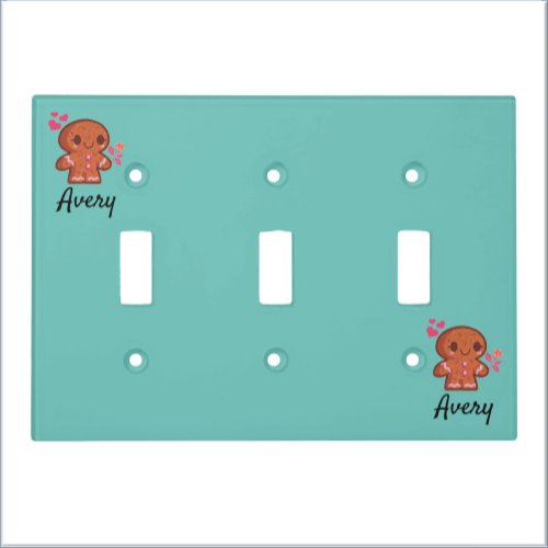 Cute Gingerbread Man Heart and Flowers Light Switc Light Switch Cover