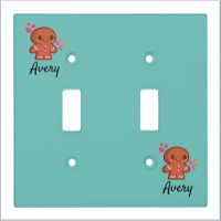 Cute Gingerbread Man Heart and Flowers Light Switc