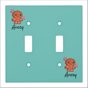Cute Gingerbread Man Heart and Flowers Light Switc Switch Cover