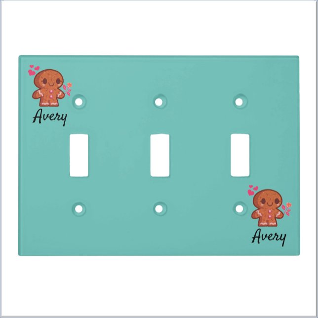 Cute Gingerbread Man Heart and Flowers Light Switch Cover (Creator Uploaded)