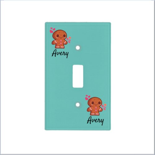 Cute Gingerbread Man Heart and Flowers Light Switch Cover