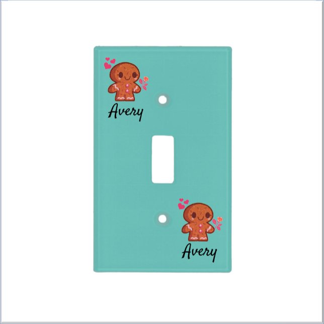Cute Gingerbread Man Heart and Flowers Light Switch Cover (Creator Uploaded)