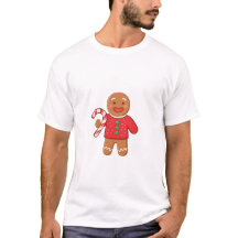 Cute Gingerbread Man Holding Candy Cane Christmas