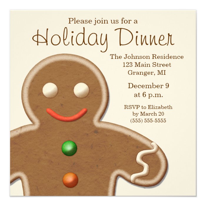 Cute Gingerbread Man Holiday Party Personalized Announcement