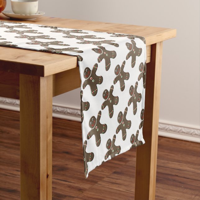 Cute Gingerbread Man Holiday Table Runner (In Situ)