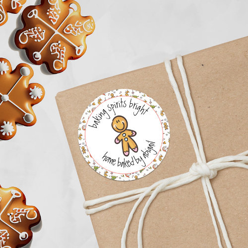 Cute Gingerbread Man Homemade Cookies  Treats Fun Classic Round Sticker