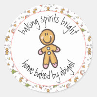 Cute Gingerbread Man Homemade Cookies   Treats Fun Classic Round Sticker