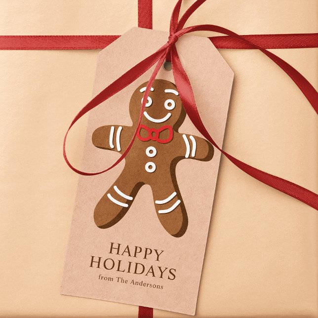 Cute Gingerbread Man Kraft Christmas Holiday Gift Tags (Creator Uploaded)