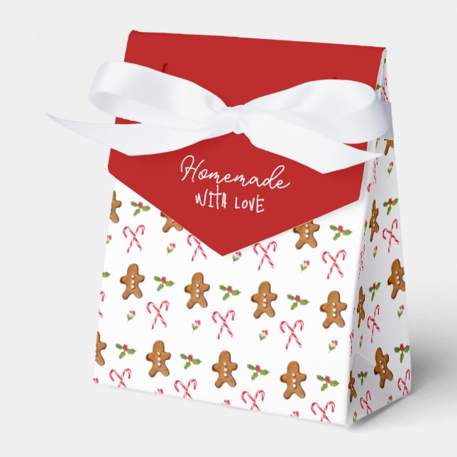 Cute gingerbread man Made with love Cookie Favor Boxes (Front Side)