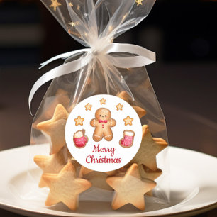 Cute Gingerbread Man Merry Christmas Classic Round Sticker