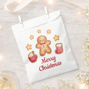 Cute Gingerbread Man Merry Christmas Favor Bag