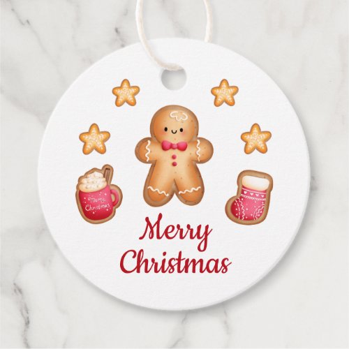 Cute Gingerbread Man Merry Christmas Favor Tags