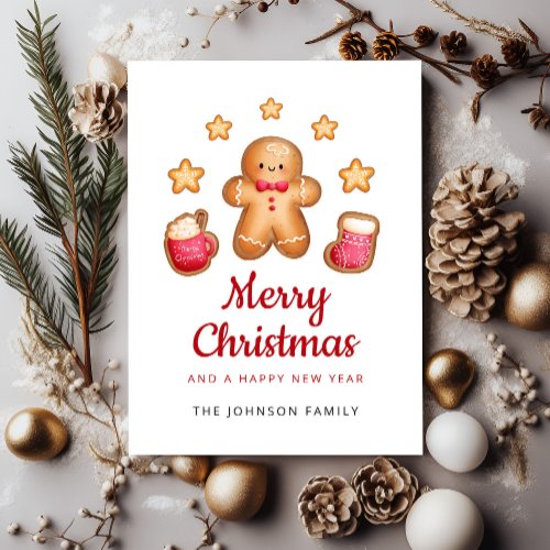 Cute Gingerbread Man Merry Christmas Holiday Card