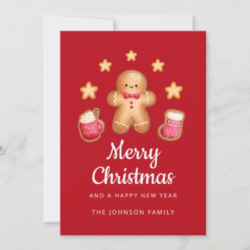 Cute Gingerbread Man Merry Christmas Holiday Card