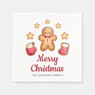 Cute Gingerbread Man Merry Christmas Napkins