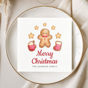 Cute Gingerbread Man Merry Christmas Napkins