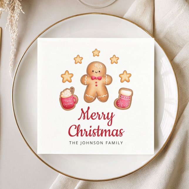 Cute Gingerbread Man Merry Christmas Napkins (Cute Gingerbread Man Merry Christmas Napkins)