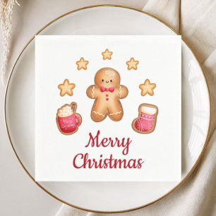 Cute Gingerbread Man Merry Christmas Napkins