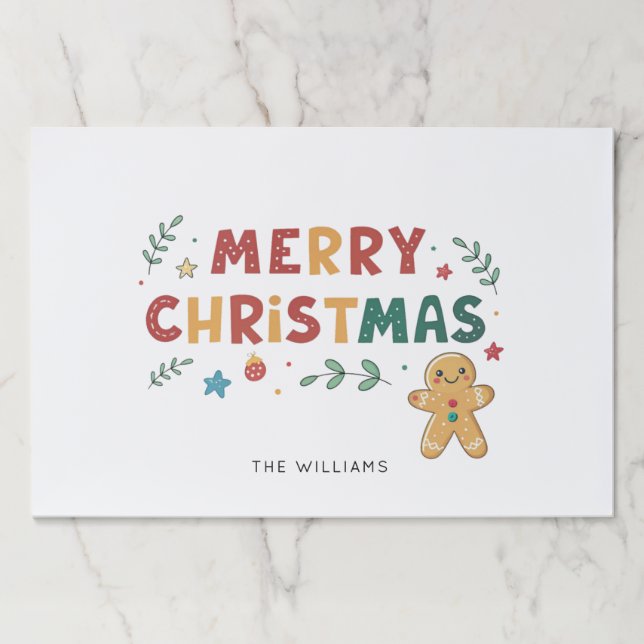Cute Gingerbread Man Merry Christmas  Paper Pad (Front)