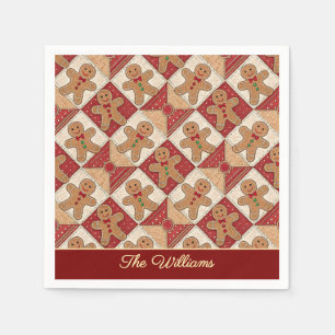 Cute Gingerbread Man Patchwork Pattern Style Napkins