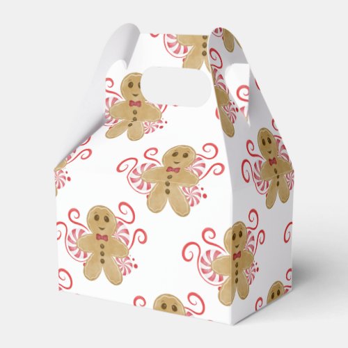 Cute Gingerbread Man  Peppermint Candy Christmas Favor Boxes