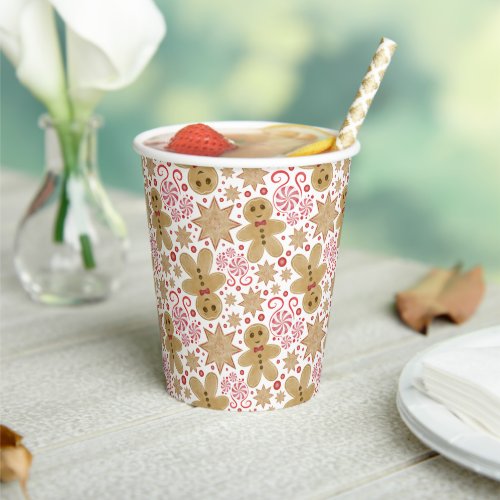 Cute Gingerbread Man  Peppermint Candy Christmas Paper Cups