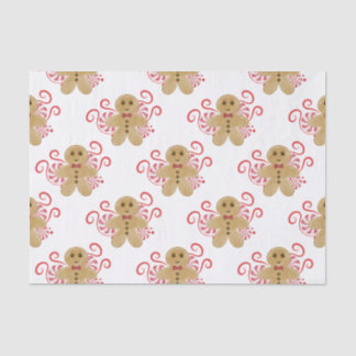 Cute Gingerbread Man & Peppermint Candy Christmas Tissue Paper