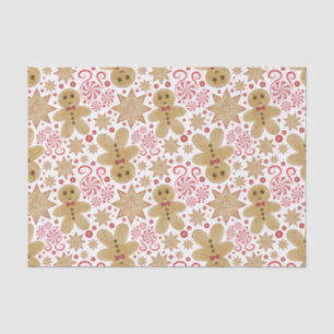 Cute Gingerbread Man & Peppermint Candy Christmas Tissue Paper