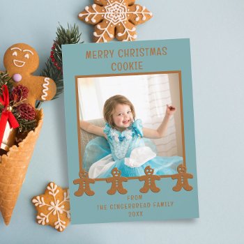 Cute Gingerbread Man Photo Christmas Holiday Card by mothersdaisy at Zazzle