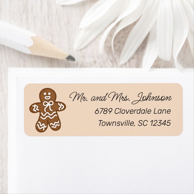 Cute Gingerbread Man Return Address Label (Insitu)