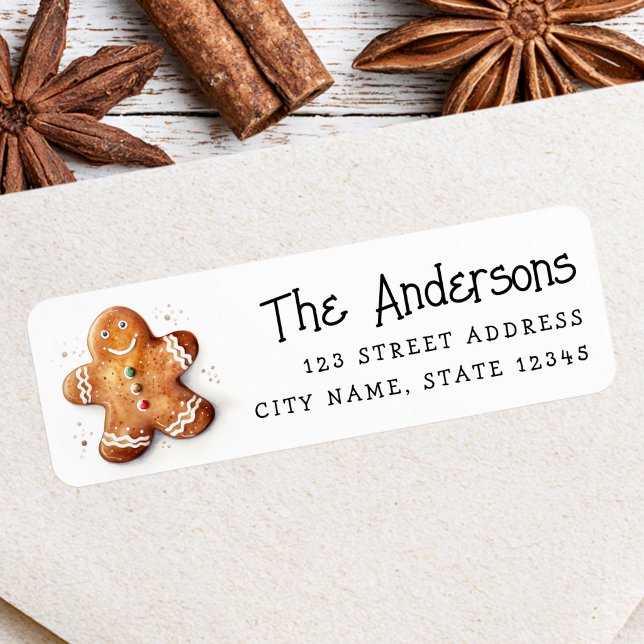 Cute gingerbread man return address label (Cute dopey gingerbread man return address label)