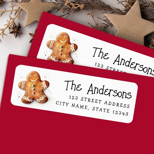 Cute gingerbread man return address label