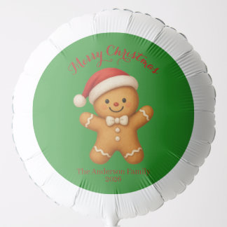 Cute Gingerbread Man with Santa Hat - Balloon