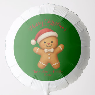 Cute Gingerbread Man with Santa Hat - Balloon