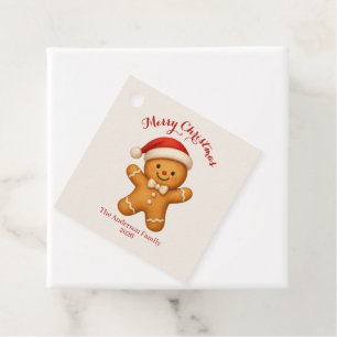 Cute Gingerbread Man with Santa Hat -  Favor Tags