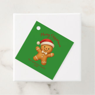 Cute Gingerbread Man with Santa Hat - Favor Tags