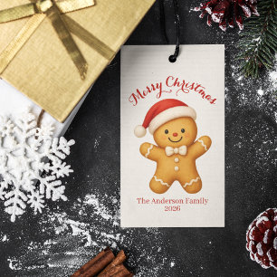 Cute Gingerbread Man with Santa Hat -  Gift Tags