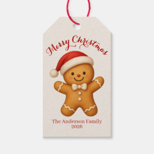Cute Gingerbread Man with Santa Hat -  Gift Tags
