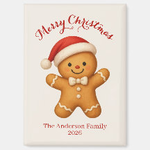 Cute Gingerbread Man with Santa Hat -