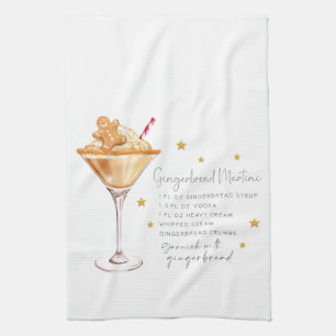 Cute Gingerbread Martini Cocktail Recipe Kitchen Towel