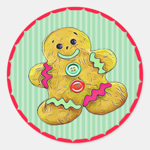 Cute Gingerbread Men Christmas Classic Round Sticker