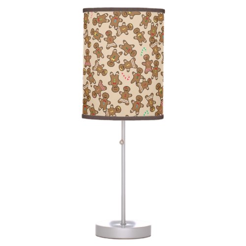 Cute Gingerbread Men Christmas Holiday Table Lamp