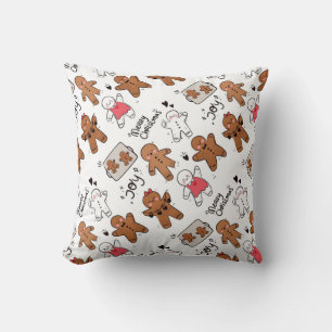 Cute Gingerbread Men Christmas Joy Throw Pillow