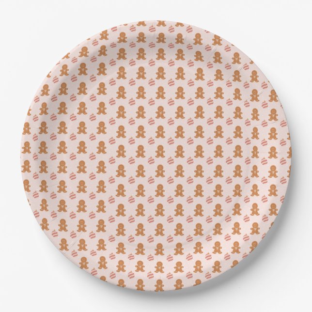  Cute Gingerbread Men Christmas Pattern Paper Plat Plates (Front)